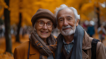 portrait of senior couple in park