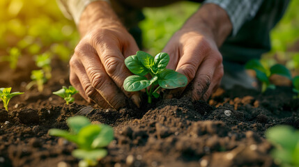 hands holding seedling