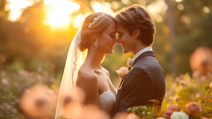 couple wedding in park