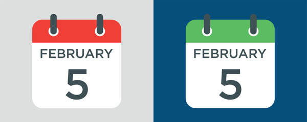 calendar - February 5 icon illustration isolated vector sign symbol