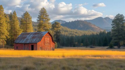 barn in the mountains