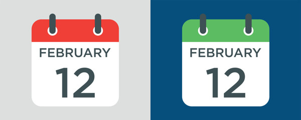 calendar - February 12 icon illustration isolated vector sign symbol - obrazy, fototapety, plakaty