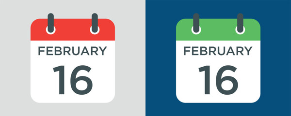 calendar - February 16 icon illustration isolated vector sign symbol