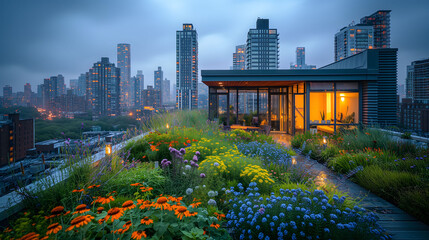 city skyline at sunset