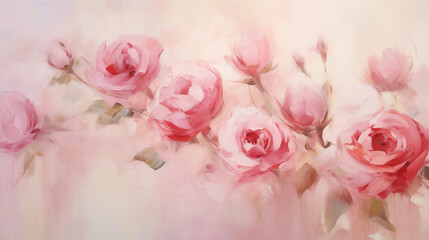 Abstract pink roses art background