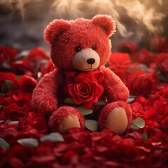 teddy bear with a red rose