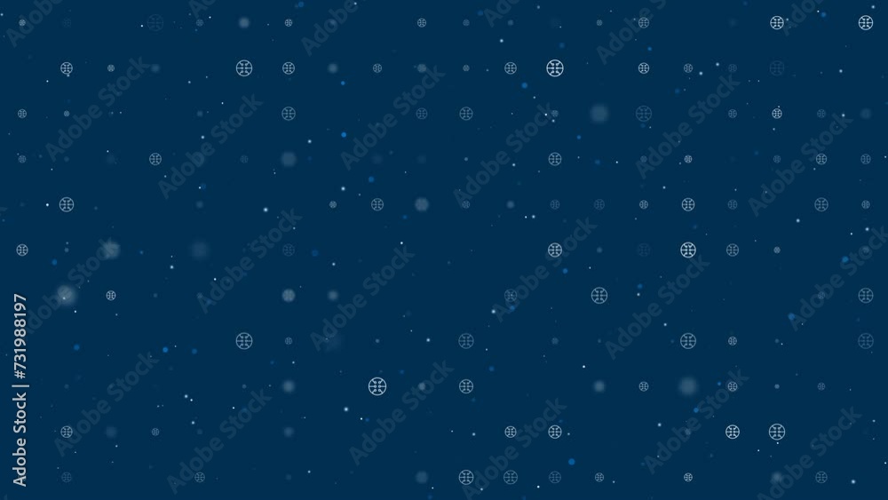 Poster template animation of evenly spaced microcircuit symbols of different sizes and opacity. animation o