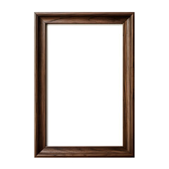 Photo of blank frame for picture or image with wooden border without background. Template for mockup