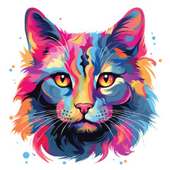 Abstract cat portrait colors vector illustration cat