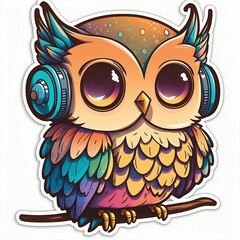 this is an owl with headphones on it's neck