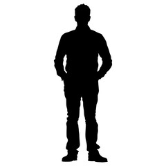 Fototapeta premium Silhouette man full body black color only