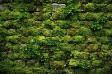 Beautiful Bright Green moss grown up cover the rough stones and on the floor in the forest. - obrazy, fototapety, plakaty