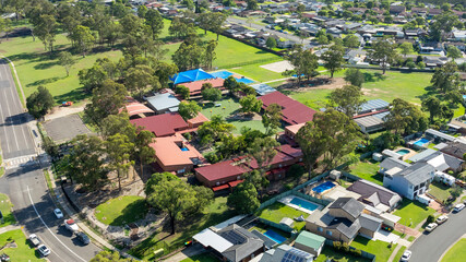 Drone aerial photograph of the Werrington County Public School in the greater Sydney region on New...