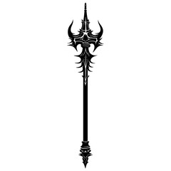 Silhouette mace weapon in mmorpg game black color only