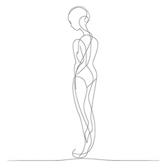 aesthetic woman with continuous line art style black color only