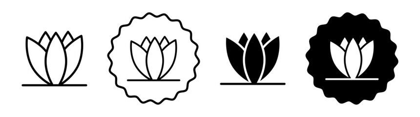 lotus set in black and white color. Lotus simple flat icon vector
