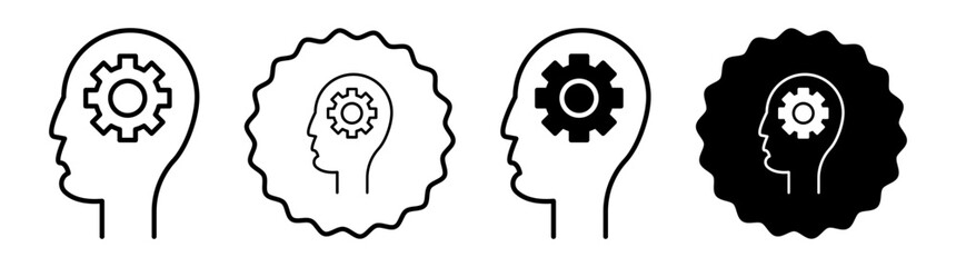 Realization set in black and white color. Realization simple flat icon vector