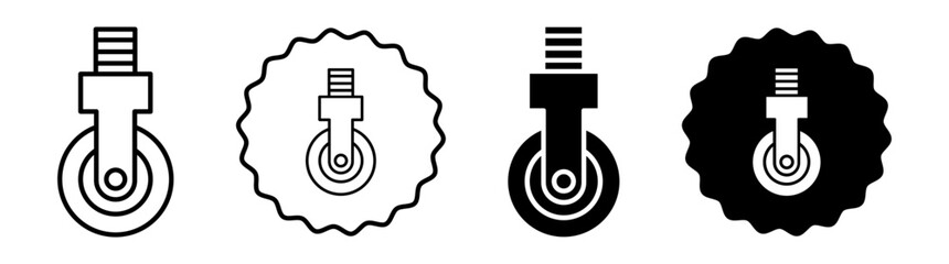 Swivel caster set in black and white color. Swivel caster simple flat icon vector - obrazy, fototapety, plakaty