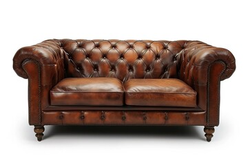brown sofa (couch) isolated on white.