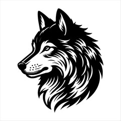 Naklejka premium Wolf silhouette isolated on white, wild animal, logo with wolf, generative ai, isolated on white background.