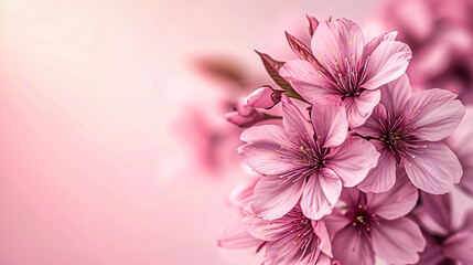 Blooming Pink Flowers, Delicate Petals and Soft Spring Light, Natural Beauty and Floral Design
