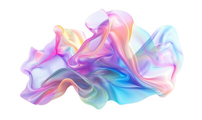 Obraz premium Vibrant Holographic Waves Isolated on White Background. A Mesmerizing Texture of Flowing Colors and Shapes