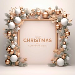 Merry Christmas Abstract 3D Frame