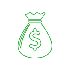 Money bag vector line icon