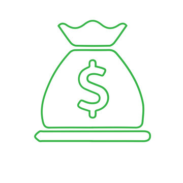 Money bag vector line icon