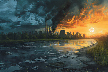 Climate change concept, climate crisis,  - obrazy, fototapety, plakaty