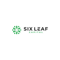 six leaf logo design vector