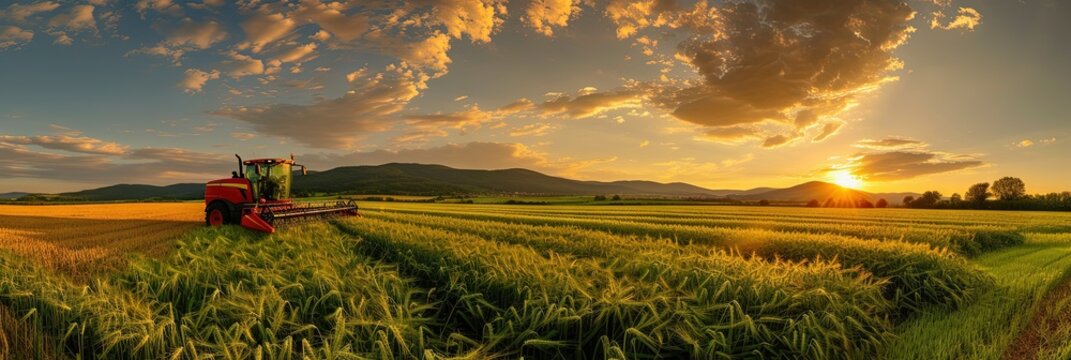 Commercial farming and agriculture and agribusiness concept with crops in open field
