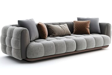 Grey sofa isolated on a white background.