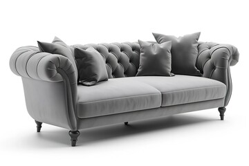 Grey sofa isolated on a white background.