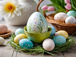 Obraz na płótnie Canvas Easter eggs with beautiful pattern
