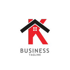 Initial Letter K with Home Business logo Design Template