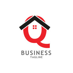 Initial Letter Q with Home Business logo Design Template