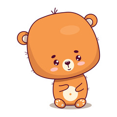 Cute sitting bear cub. Funny animal kawaii character. Vector illustration. Kids collection.