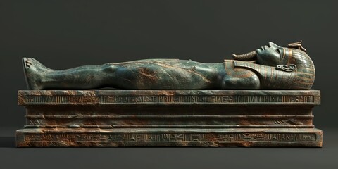 Egyptian sarcophagus with pharaoh inside his tomb  - obrazy, fototapety, plakaty