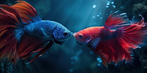 Tropical fish in love mating, 