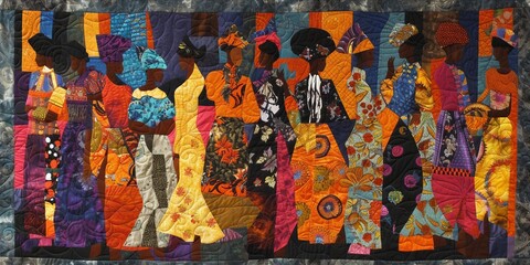 African American themed quilt background.  - obrazy, fototapety, plakaty
