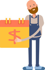 Male Barista Character and Payment Date Calendar
