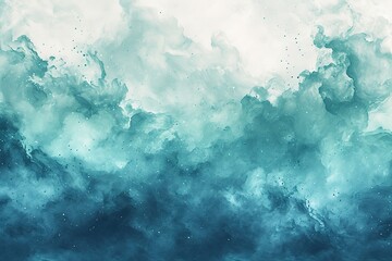 blue green and white watercolor background with abstract cloudy sky concept with color splash design and fringe bleed stains and blobs - obrazy, fototapety, plakaty