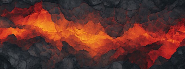 Abstract background of extinct lava with red and yellow gaps. banner, wallpaper