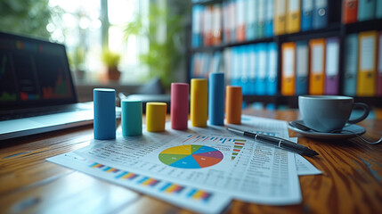 market chart, Many Paper with statistics graphs and charts on the desk in the office, white background , Ai generated image - obrazy, fototapety, plakaty