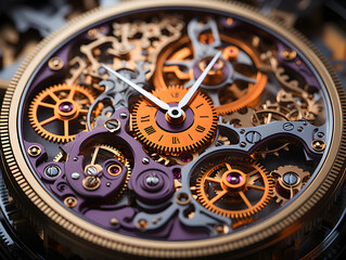 Fototapeta na wymiar Clockwork gears with golden gears