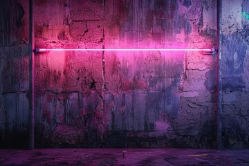 Cement wall with neon light on dark background
