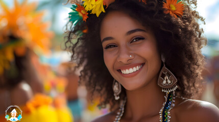Sedutora do Carnaval: A Jovem Foliã Encanta com sua Graça na Celebração Brasileira, IA Generativa - obrazy, fototapety, plakaty