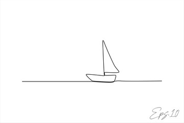 continuous line vector illustration design of a boat