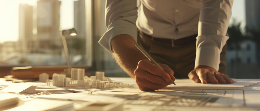 Architect meticulously crafting the urban landscape, where precision meets creativity in the blueprint of tomorrow